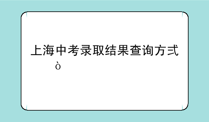 上海中考录取结果查询方式？