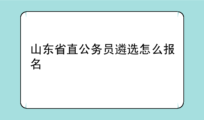 山东省直公务员遴选怎么报名