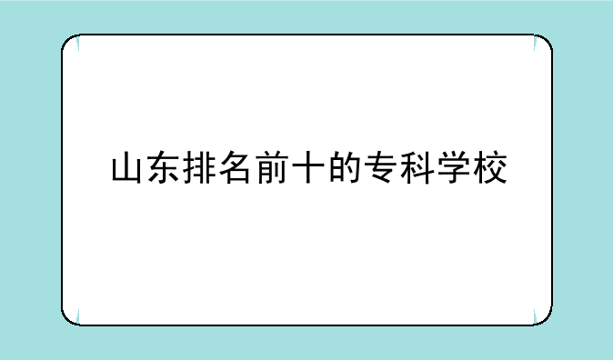 山东排名前十的专科学校