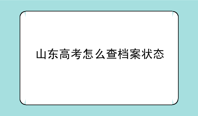 山东高考怎么查档案状态