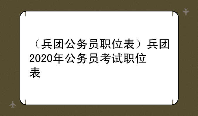 （兵团公务员职位表）兵团2020年公务员考试职位表