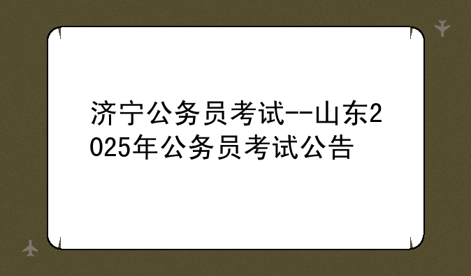 济宁公务员考试--山东2025年公务员考试公告