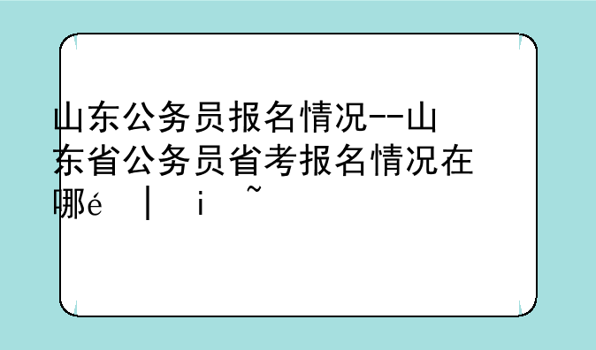 山东公务员报名情况--山东省公务员省考报名情况在哪里看到