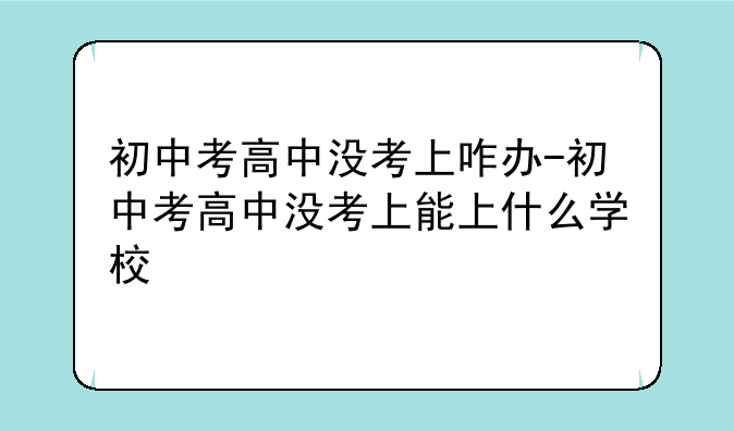 初中考高中没考上咋办-初中考高中没考上能上什么学校